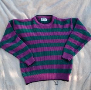 Vintage Green & Purple Striped Sweater